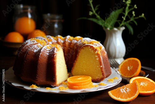 Citrus Elegance: Traditional Vanilla Pound Cake Infused with Orange Extract, Presented in a Beautiful Bundt Cake Form