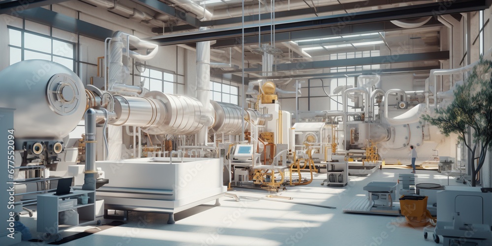 Naklejka premium Machine technology industrial factory plant modern equipment line production manufacture