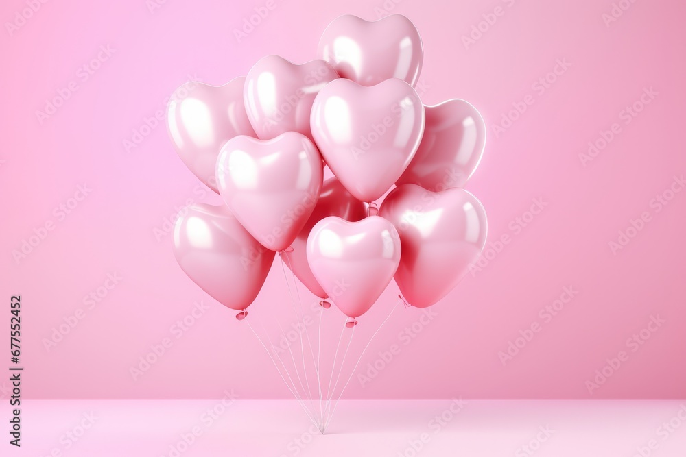 Romantic Background With Heart Balloons And Confetti For Holidays