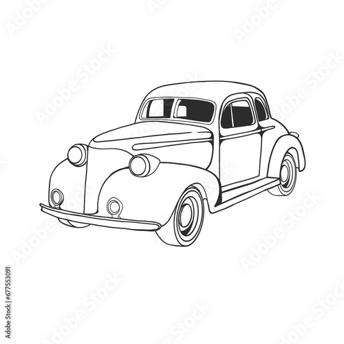 Outline illustration design of a vintage car 30