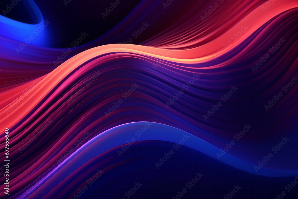 Obraz premium 3d render. Abstract neon background of glowing lines. Fantastic wallpaper
