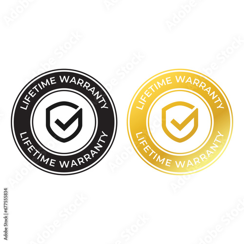 Golden banner lifetime warranty. Lifetime Warranty label, sticker, seal, badge, icon, logo, signflat vector illustration