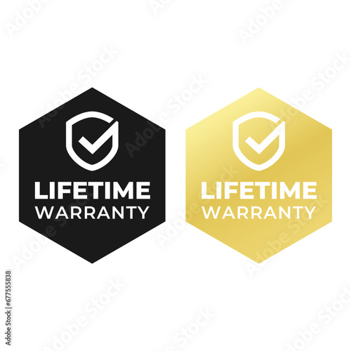 Golden banner lifetime warranty. Lifetime Warranty label, sticker, seal, badge, icon, logo, signflat vector illustration photo