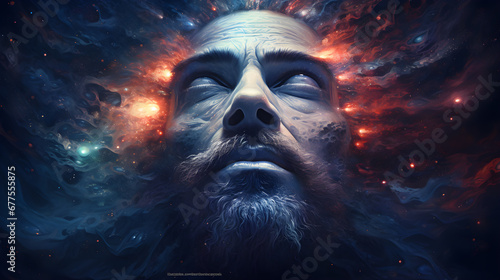 Digital Art Portrait of a Bearded Man in Fantasy Armor