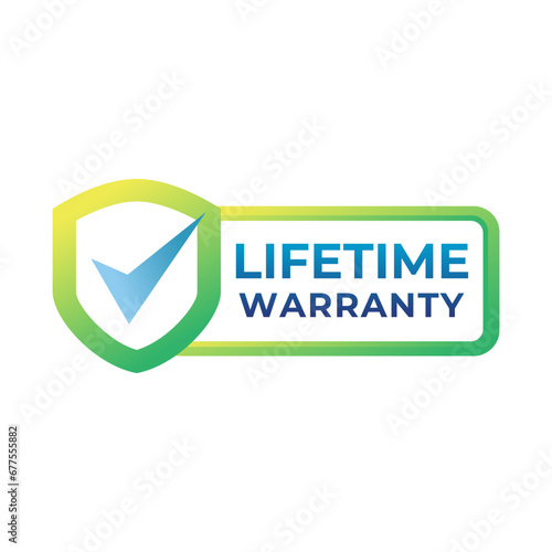 Gradient banner lifetime warranty. Lifetime Warranty label, sticker, seal, badge, icon, logo, signflat vector illustration