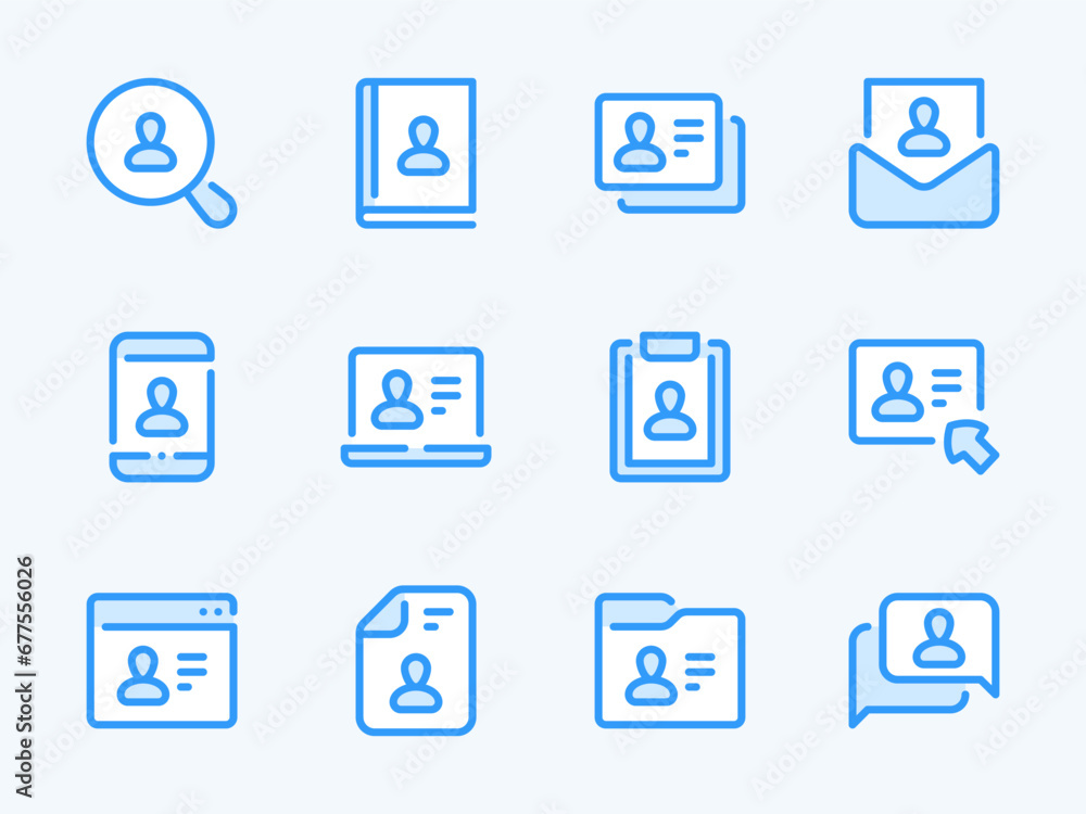 User and Profile vector line icons. Account settings and Personal services outline icon set. Identity, Website Page, Folder, Personal Information, Identification, Biography and more.