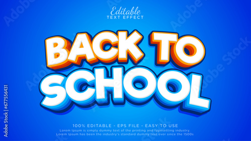 Editable text effects. Back to school 3d text template