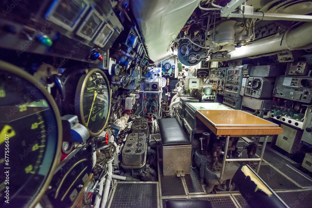 Navigation Instrument Inside a Submarine in Italy.