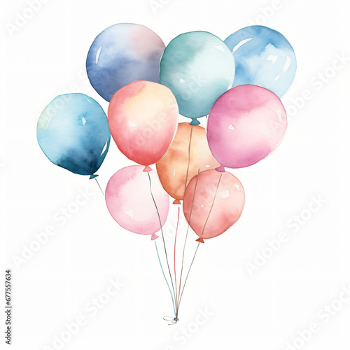 Watercolor Balloon Clipart isolated on white background