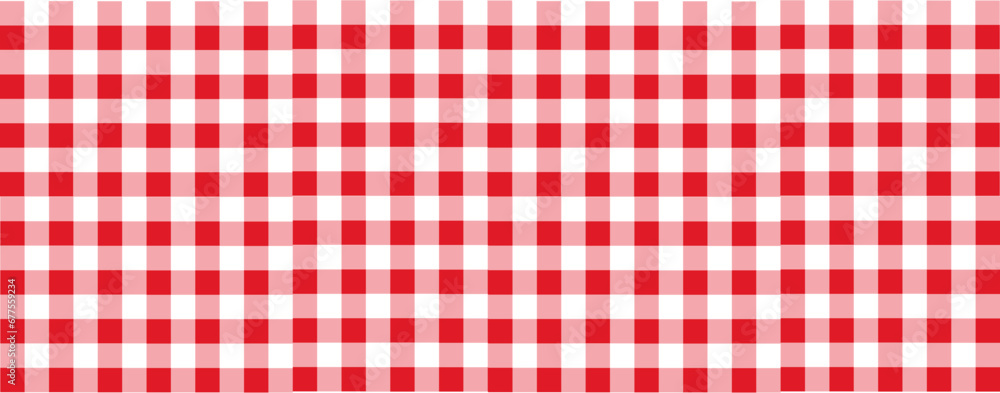 red and white checkered pattern tablecloth background texture - obrazy, fototapety, plakaty 