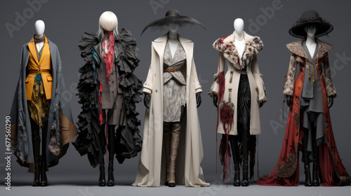 mannequins dressed in autumn/ winter catwalk fashion