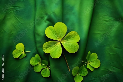 Green clover leaves on a dark background. St.Patrick's Day.