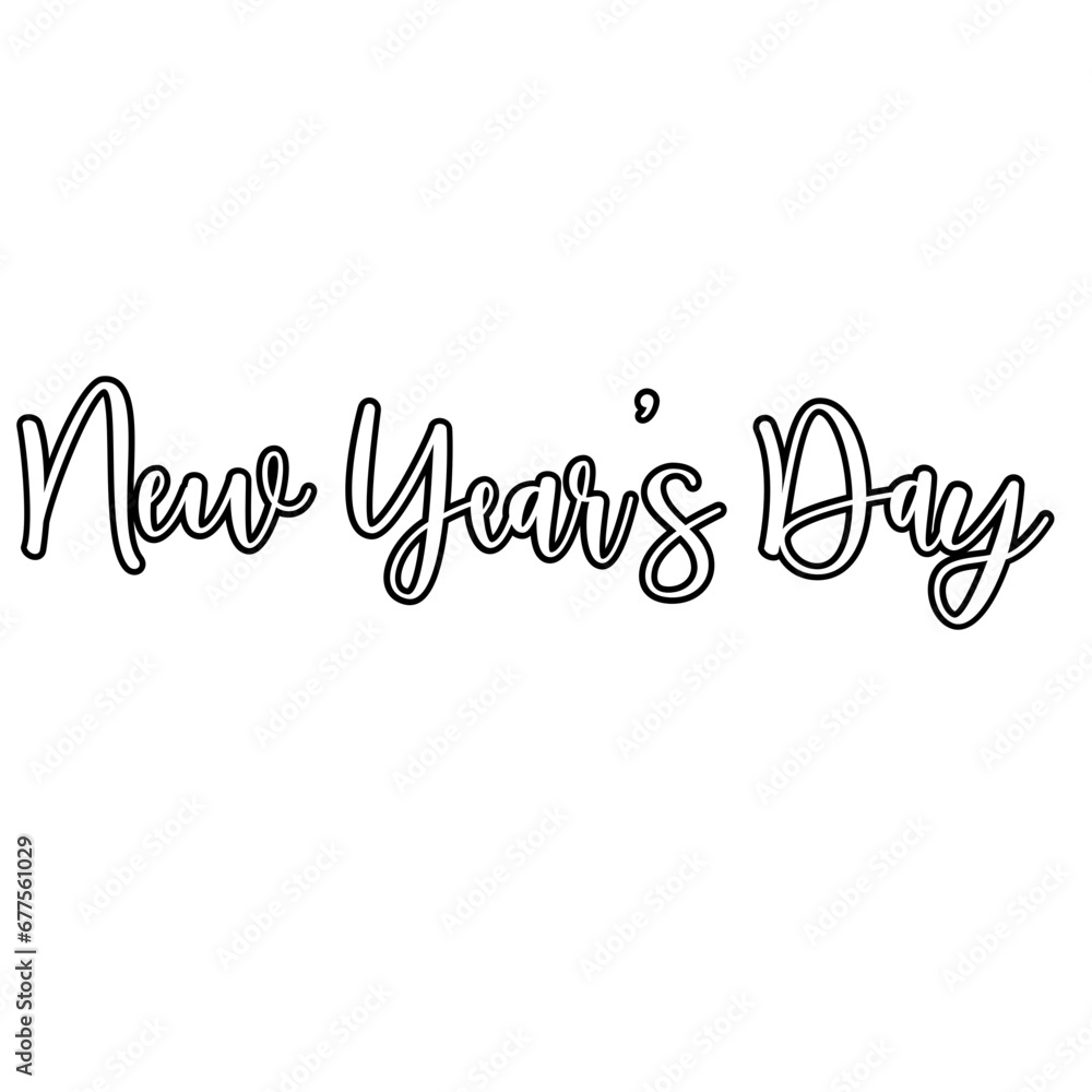 New year's day word art outline