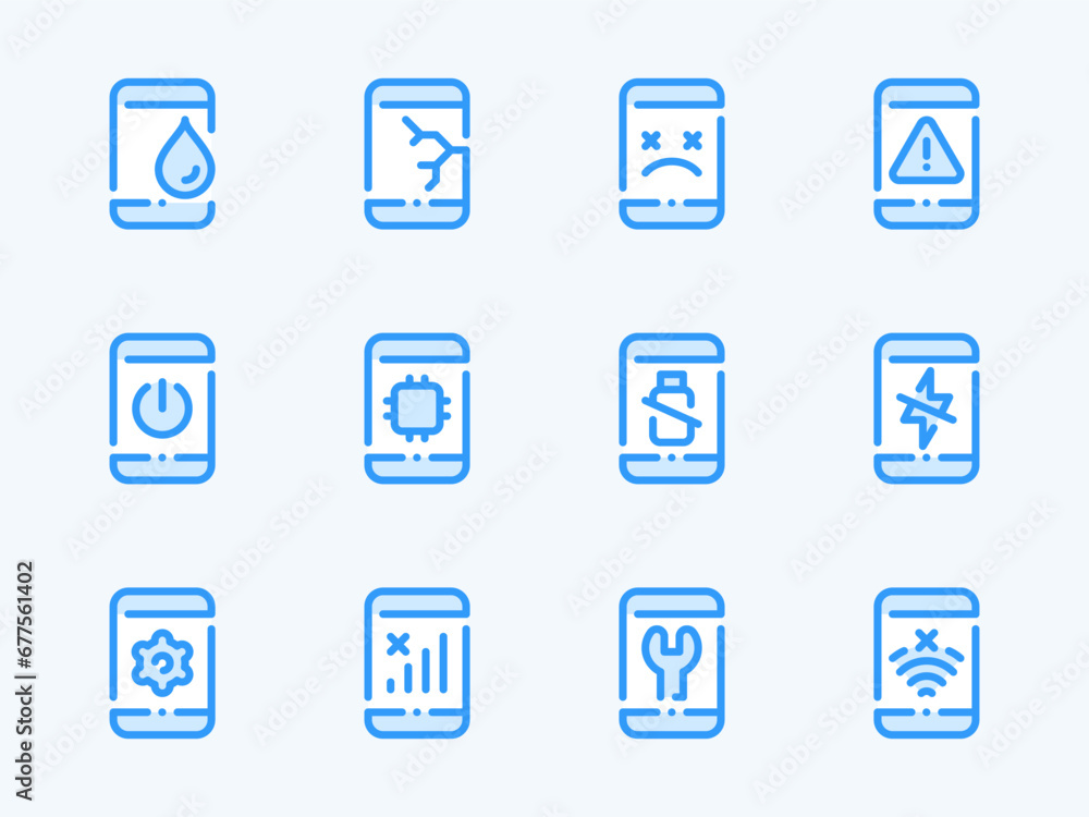 Mobile Phone Repair and Problems vector line icons. Smartphone Recovery and Breakage outline icon set. Low Battery, Broken Screen, Bad Signal, Settings, Processor and more. Mobile Phone Repair and Problems vector line icons. Smartphone Recovery and Breakage outline icon set. Low Battery, Broken Screen, Bad Signal, Settings, Processor and more.