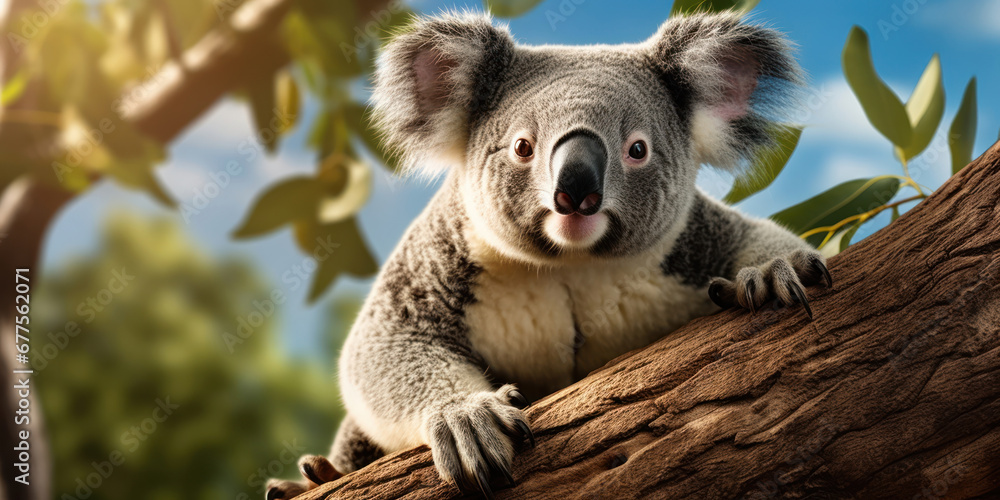 Obraz premium Koala perched on a tree limb