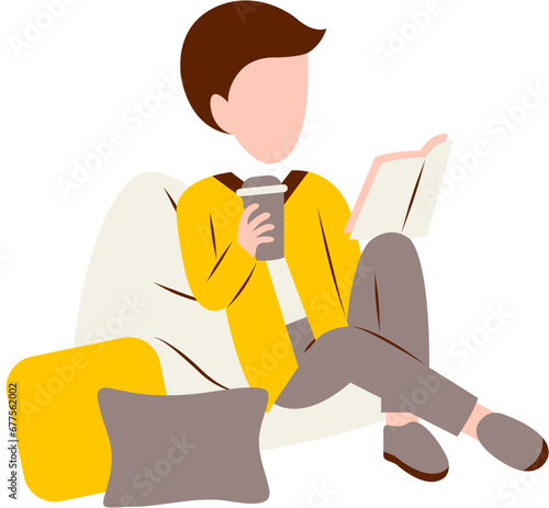 Illustration Of Man Reading Book