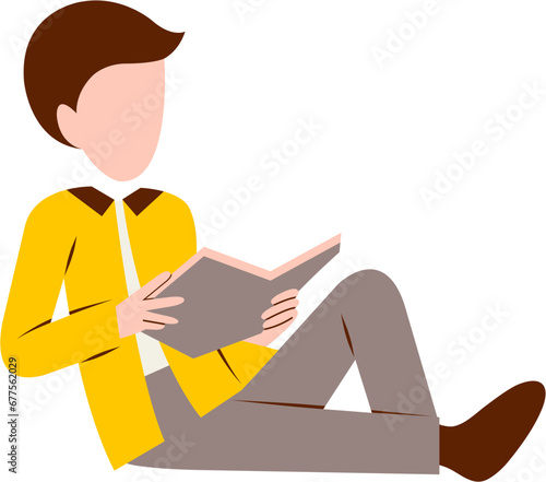 Illustration Of Man Reading Book