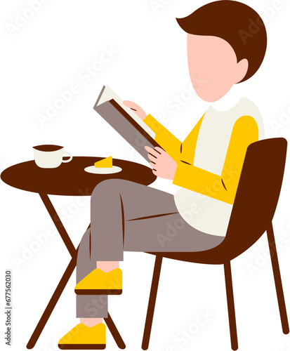 Illustration Of Man Reading Book