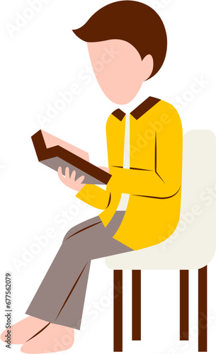 Illustration Of Man Reading Book