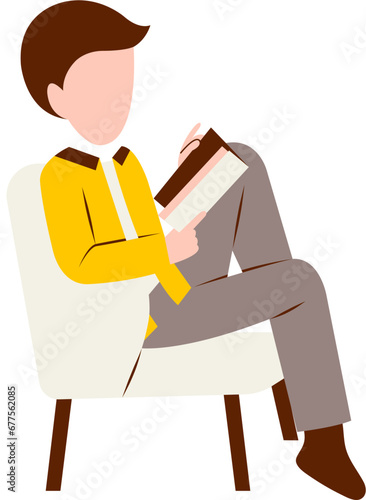 Illustration Of Man Reading Book