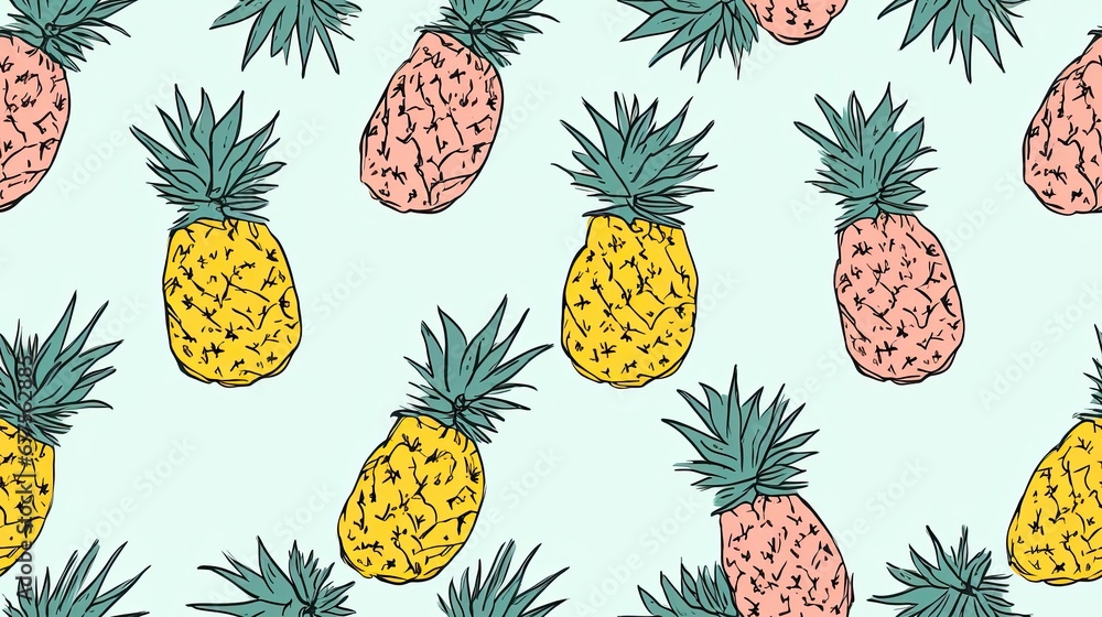 A colour of seemless pattern of pineapple