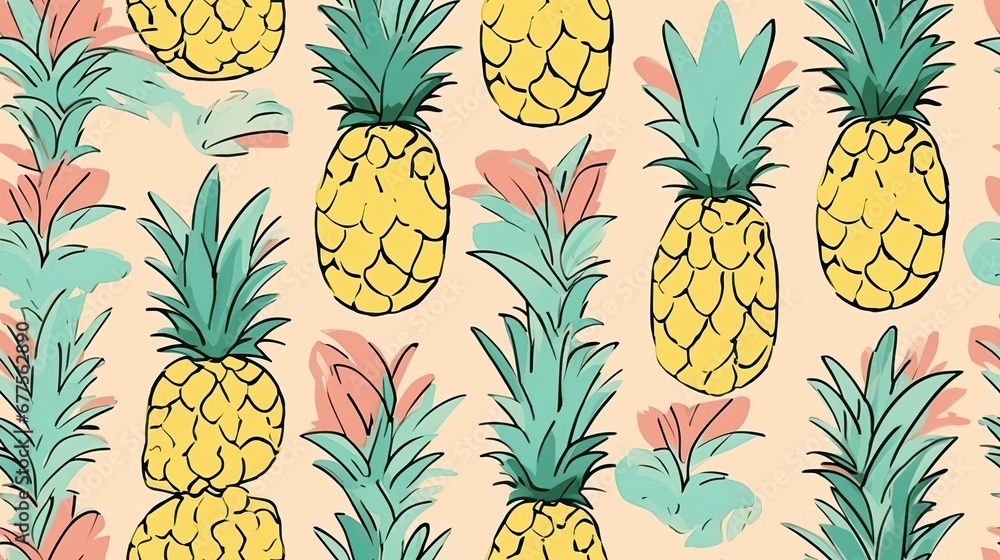 A colour of seemless pattern of pineapple A colour of seemless pattern of pineapple