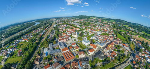 Panoramablick über die Grenzstadt Simbach am Inn im niederbayerischen Landkreis Rottal-Inn photo