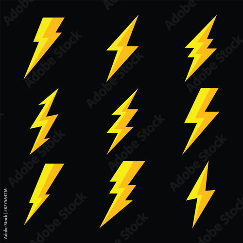 Thunder and Bolt Lighting Flash Icons Set vector illustration
