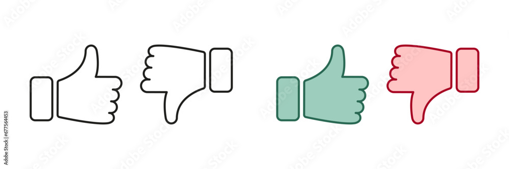 Thumb Up, Thumb Down Line and Silhouette Icon Set. Like and Dislike Pictogram. Social Media Feedback Symbol. Good and Bad Gesture Button Sign Collection. Isolated Vector Illustration Thumb Up, Thumb Down Line and Silhouette Icon Set. Like and Dislike Pictogram. Social Media Feedback Symbol. Good and Bad Gesture Button Sign Collection. Isolated Vector Illustration