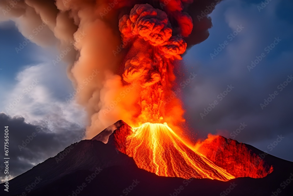 Amazing volcano eruption view