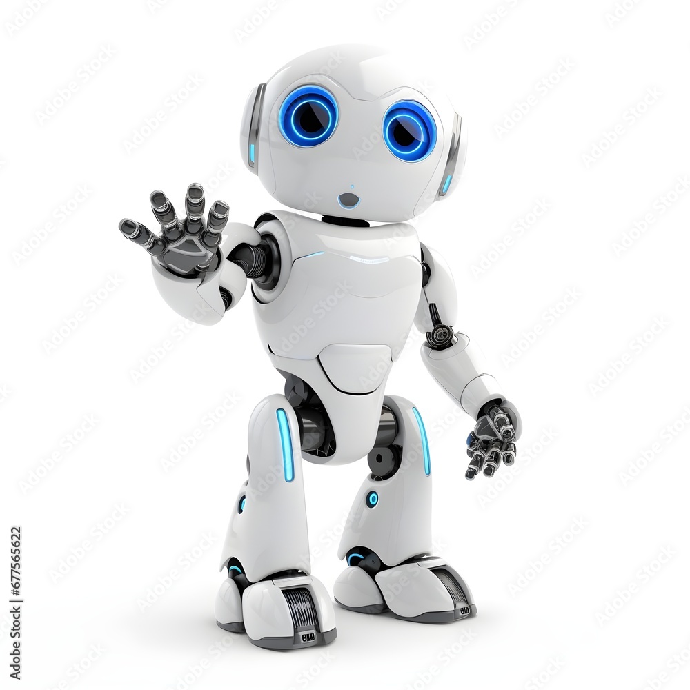 Cartoon robot color isolated on white background