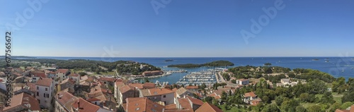 Panoramic picture of the Croatian harbor town of Vrsar on the Limski Fjord from the church bell tower © Aquarius