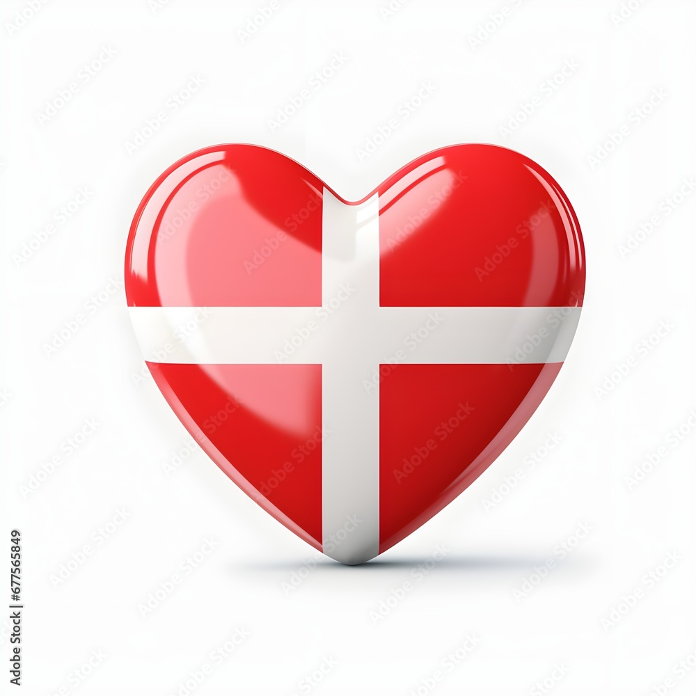 3d heart with Denmark flag isolated on white 3d heart with Denmark flag isolated on white
