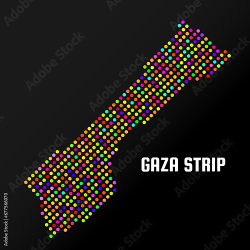 Fototapeta Naklejka Na Ścianę i Meble -  Dotted Gaza Strip map isolated on black background. Vector illustration