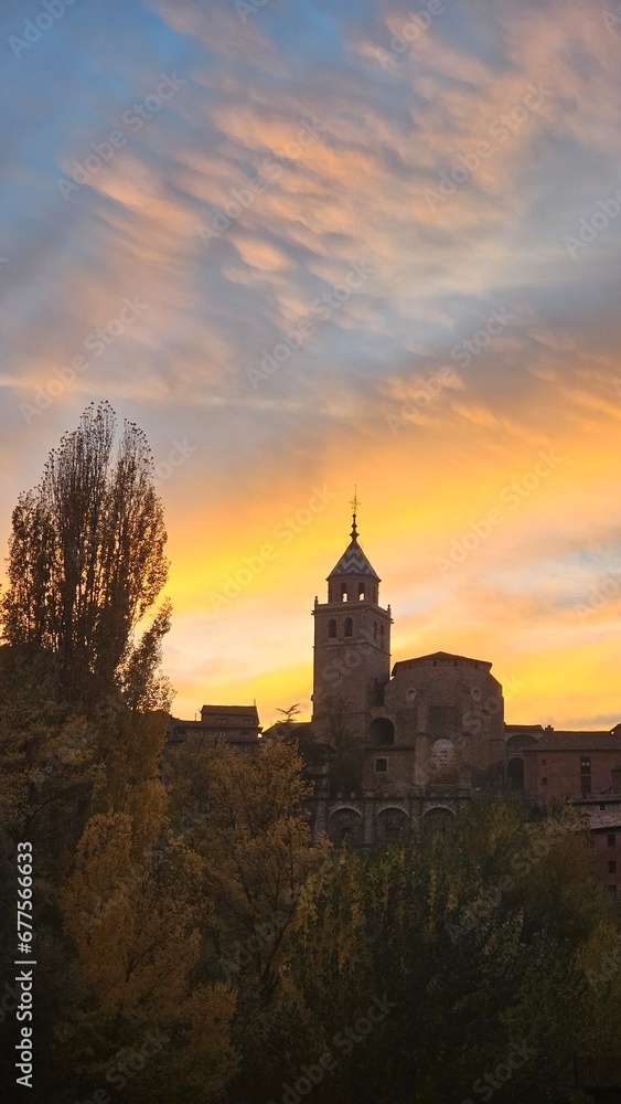 Beautiful sunset in the town of Albarracin