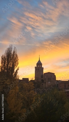 Beautiful sunset in the town of Albarracin