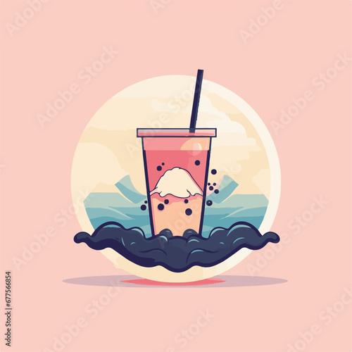 vector Illustration aesthetic logo for bubble tea shop