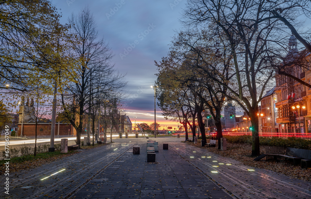 Autumn avenue in the centre of Szczecin,Poland Autumn avenue in the centre of Szczecin,Poland
