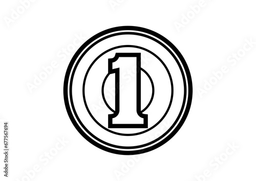 一円玉硬貨の線画アイコン