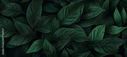 Green leaves on the dark background © Oksana