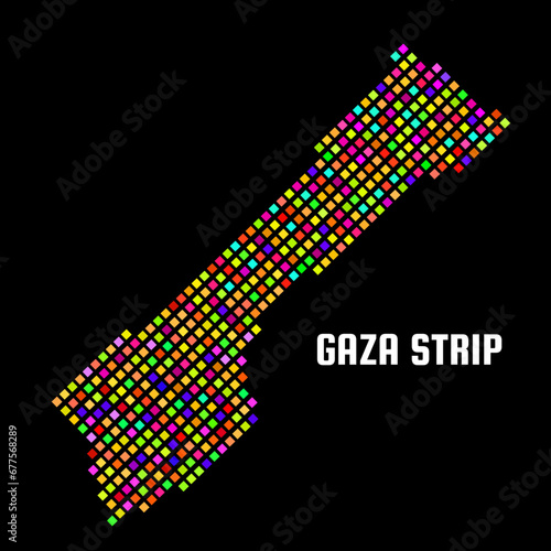 Dotted Gaza Strip map isolated on black background. Vector illustration
