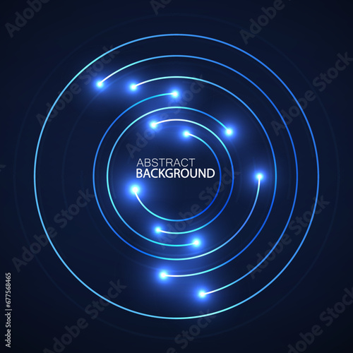 Abstract background of glowing circles. Technology digital background. Vector illustration
