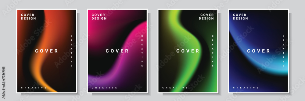 abstract wavy multicolor gradation cover background collection design vector