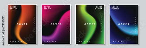 abstract wavy multicolor gradation cover background collection design vector