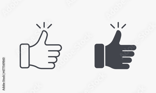 Like Silhouette and Line Icon Set. Thumb Up Pictogram. Approve, Confirm, Accept, Verify Symbol Collection. Finger Up Gesture, Good, Best Gesture in Social Media. Isolated Vector Illustration
