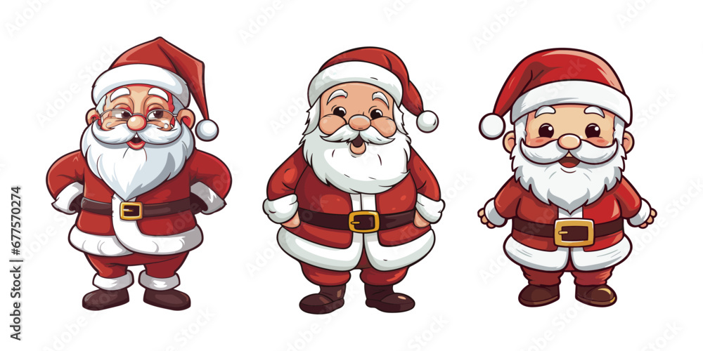 Santa claus christmas cartoon character vector set