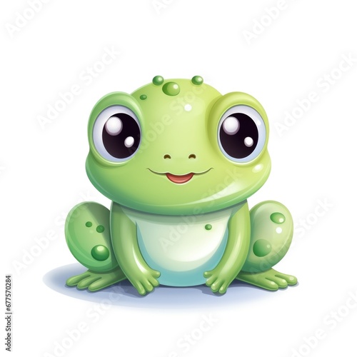 Cute cartoon 3d character frog on white background