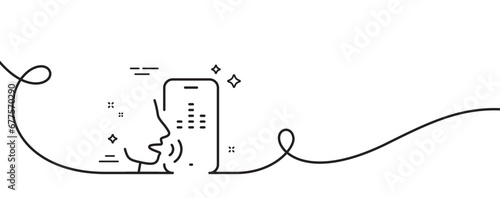Voicemail line icon. Continuous one line with curl. Record phone voice sign. Cellphone mic symbol. Voicemail single outline ribbon. Loop curve pattern. Vector