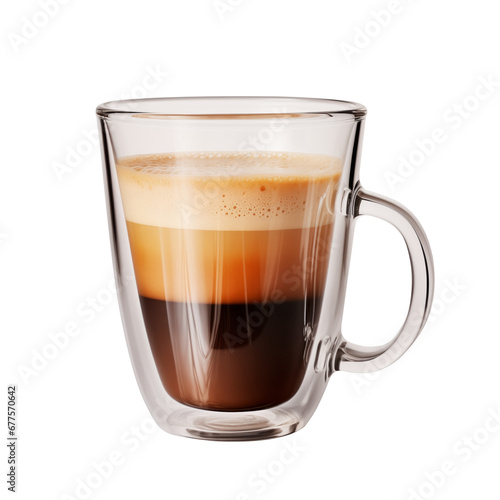 Hot aromatic coffee in clear glass