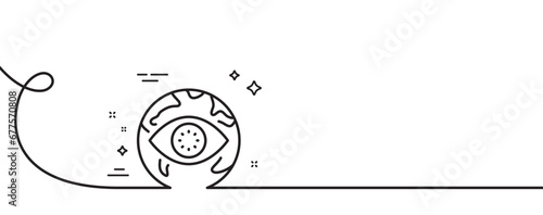 Cyber attack line icon. Continuous one line with curl. Web protection sign. Internet phishing symbol. Cyber attack single outline ribbon. Loop curve pattern. Vector